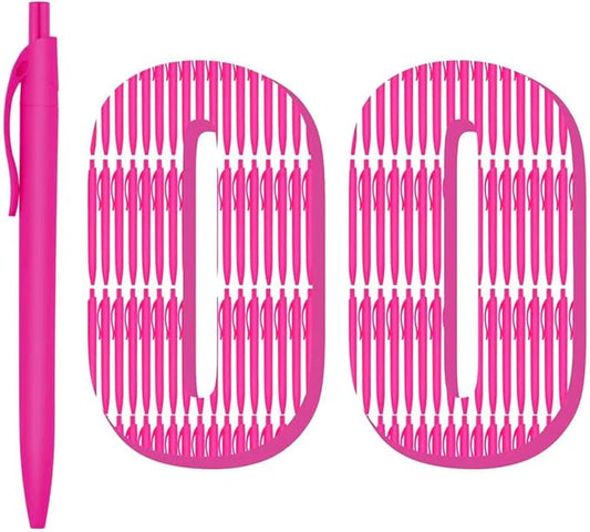 deegtran Pens Bulk, 100 Pack No Bleed Hot Pink Barrel Click Pens, Wholesale Retractable Ballpoint Pens, Pens Medium Point, Smooth Ink Pens, 1.0MM Black Ink
