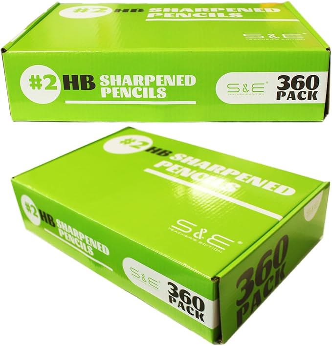 S & E TEACHER'S EDITION 360pcs Pre-sharpened Pencils with eraser top, No.2 pencils #2 HB pencil, Golf, Classroom, Pew, Back to school, 360 pcs/box