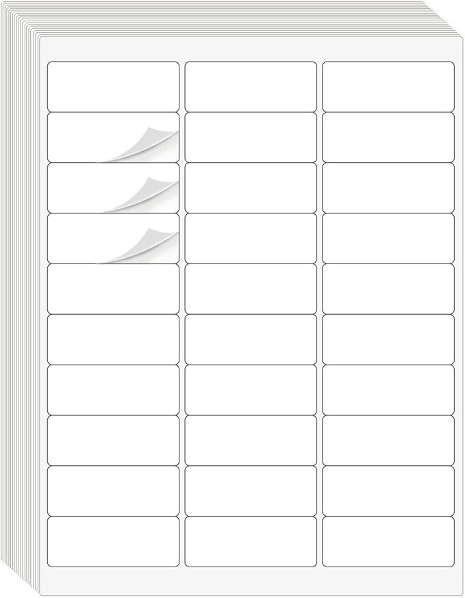 1" x 2-5/8" Address Labels 3000 Labels Sticker Paper for Laser/Ink Jet Printer mailing Labels 8.5"×11" White 30 per Sheet
