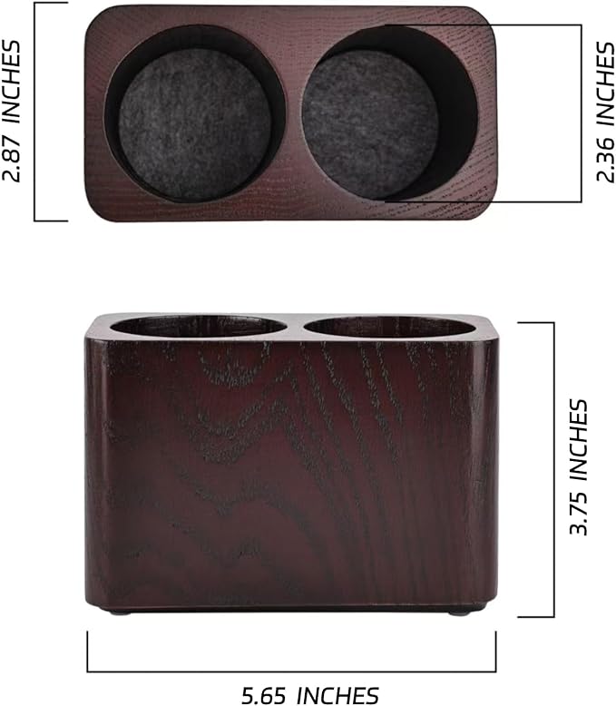 Oak Solid Wood Pen &Pencil Holder for Desk, Office Stationery Organizer, Table Pencil Cup Stand,Desk Accessories Holder, Two Cups Practical Design. (Espresso)