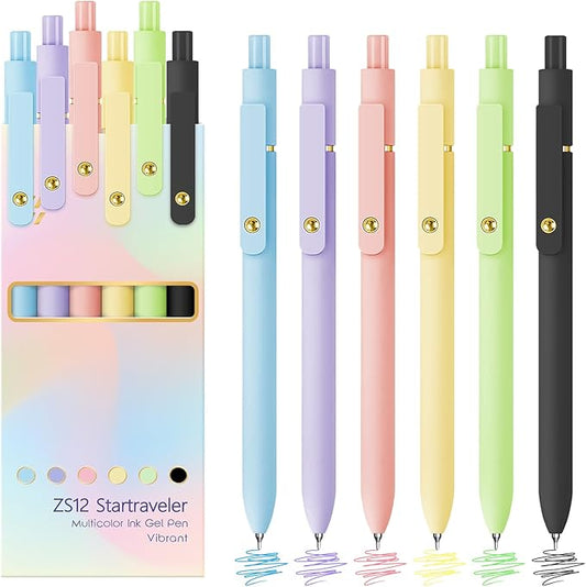 6 Pcs Colored Pens Colorful Pens 0.5mm Colored Ink Gel Pen Fine Point Smooth Writing Pen for Journaling and Note Taking Office School Supplies Gifts for Teacher Nurse (6 Pcs Vibrant Gold)