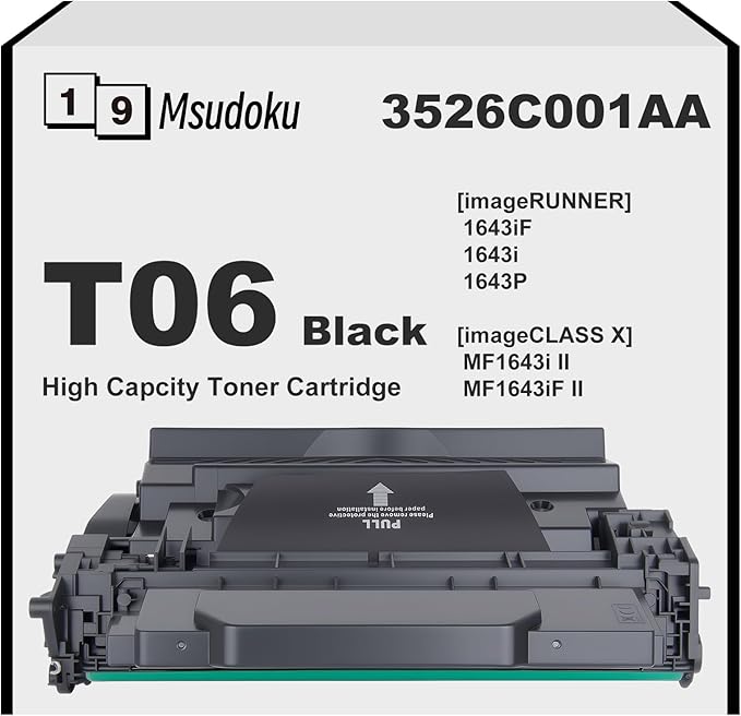T06 T06L Black High Yield Toner Cartridge with New Chip (3526C001AA) Compatible with Canon imageRUNNER 1643 1643i 1643iF 1643P, imageCLASS X MF1643i II MF1643iF II Printer (1-Pack)