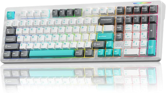 LINGBAO K98 Wireless Mechanical Gaming Keyboard, 10000mAh Battery Tri-Mode BT5.0/2.4GHz/USB-C, Gasket Custom Hot-Swappable Linear Switches Mechanical Keyboards, RGB Backlit Keyboard for PC Laptop