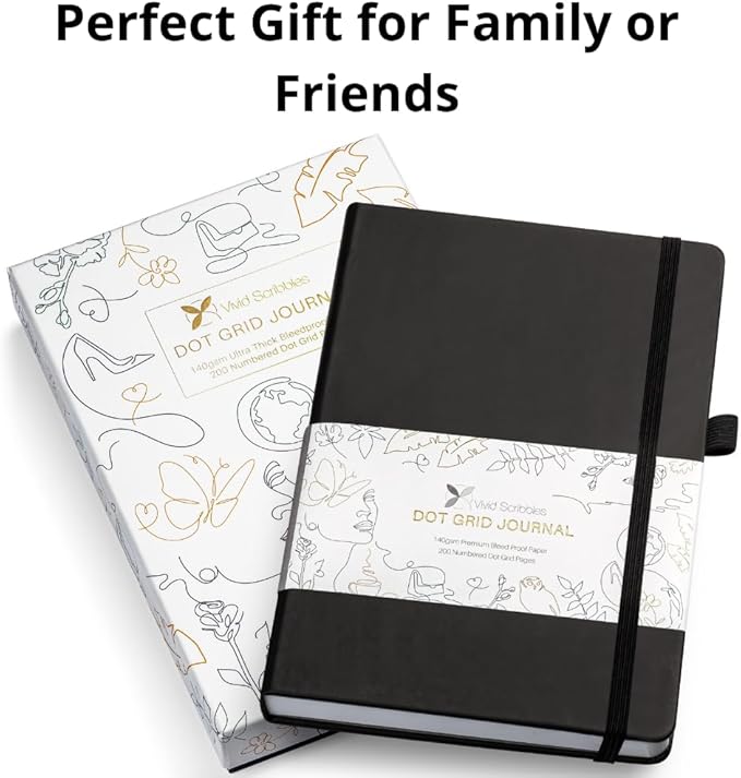 Dotted Journal – 140gsm Bleed Proof Thick White Paper – 200 Numbered Dot Grid Pages – 5.8 x 8.3 inch Bullet Dotted Notebook