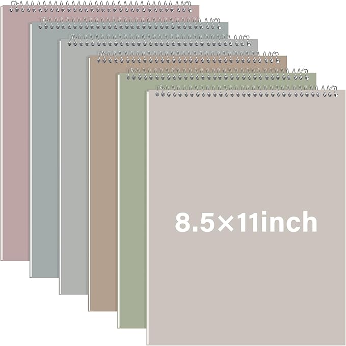 Maitys 6 Pack 8.5 x 11'' Top Bound Office Steno Book Wide Ruled Double Sided Spiral Steno Books Reliable White Paper 70 Sheets/Pad Pastel Colors Covers for Writing Notes College (Stylish Color)