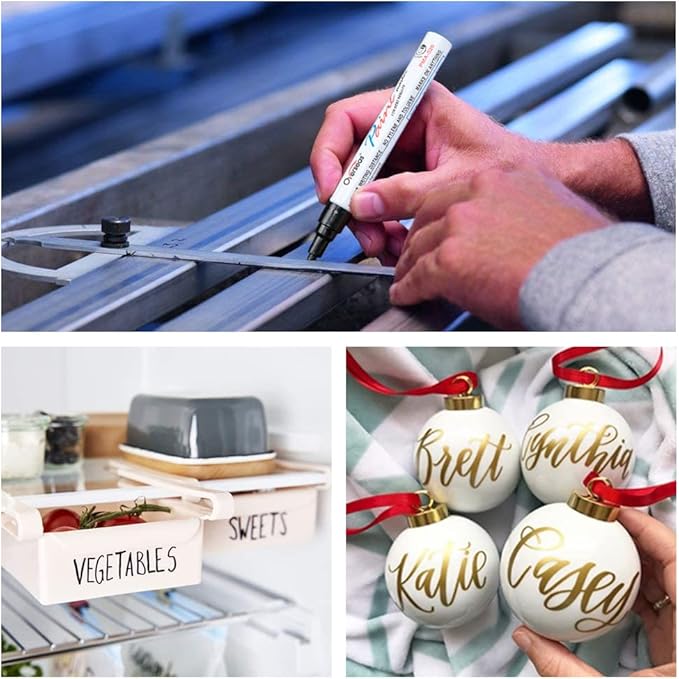 Overseas Permanent Paint Markers Pens - 3 Pack Red Oil Based Paint Pens, Medium Tip, Quick Drying and Waterproof Marker Pen for Metal, Rock, Wood, Fabric, Plastic, Canvas, Mugs, Stone, Glass