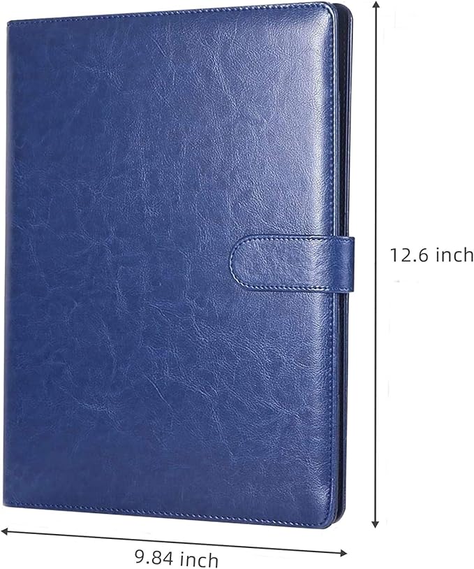 Padfolio Clipboard Folder Portfolio, Mymazn Faux Leather Folder Storage Clipboard with Cover for 8.5 x 11 Legal Pad A4 Refillable Folio Conference Writing Notepad (Blue)
