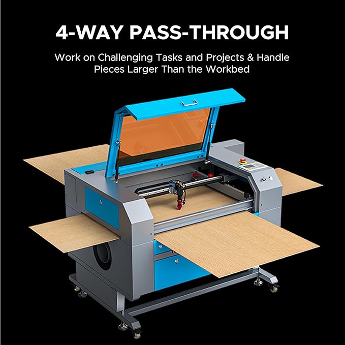 OMTech 90W CO2 Laser Engraver with Water Chiller, 28"x20" Cutting & Engraving Machine with Autofocus, Air Assist, 4-Way Pass, Autolift, RDWorks, for Wood, Glass, Acrylic & More