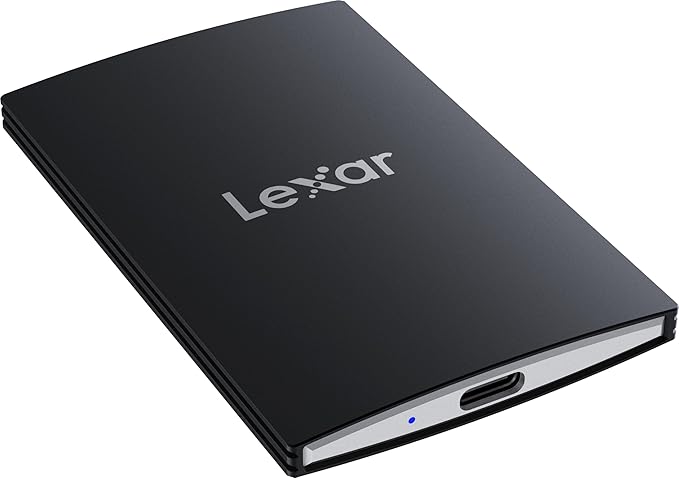 Lexar 2TB SL500 Portable SSD, Up to 2000MB/s, Compatible w/Type-C Laptops, iPhone 15/16, Smartphones, Tablets, PS5, Xbox, USB 3.2 Gen 2x2, Slim & Lightweight, External SSD, Black (LSL500X002T-RNBNU)