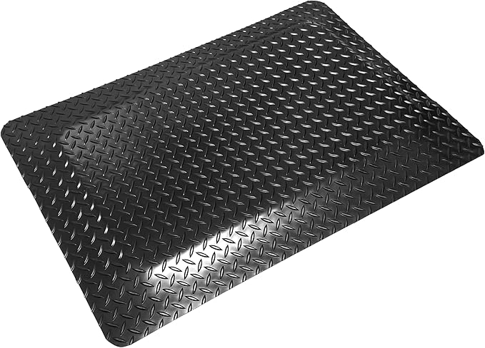 Rhino Mats, American Classic Diamond Anti-Fatigue Mats, Industrial Ergonomic Comfort Standing Mat for Work, Home, Garage, Office, Kitchen or Anywhere (Black 1" Thick, 4 FT. x 15 FT.)