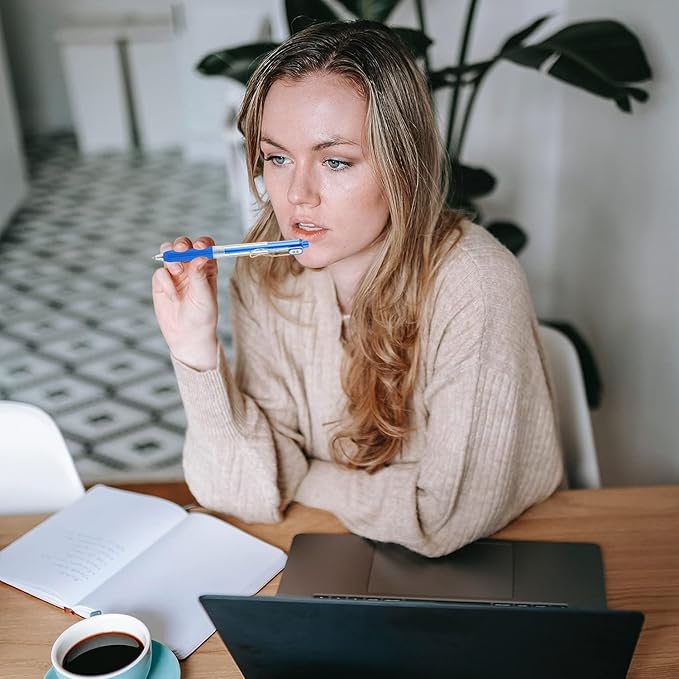 Aozora 20 Pack Blue Gel Pens Fine Point Smooth Writing Pens Retractable Blue Ink Pen with Soft Grip 0.5mm Quick Dry Office School Supplies Gold Clip