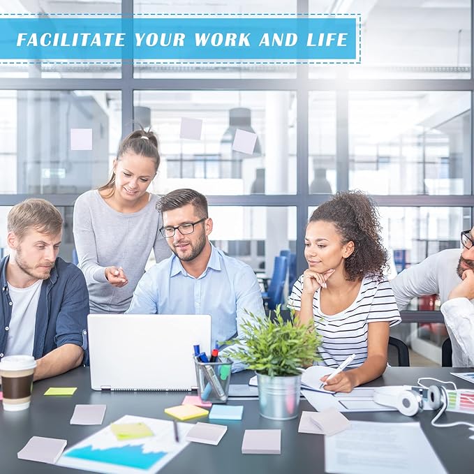 Sabary 2400 Sheets White Sticky Notes 3 x 3 Inch Self Stick Notes Pads Easy Note Pads for Office Home Studying Supplies, 24 Pads, 100 Sheets/Pad, Individual Package