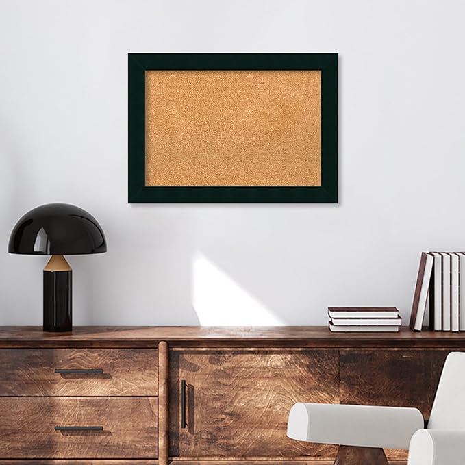 Amanti Art Natural Cork Board for Wall, 20x28 Vision Board with Black Wood Frame, Medium Corkboard Office Decor for Home Organization, Modern Corkboard Pinboard to Display Items for Home Organization