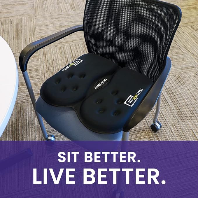 GSeat Ultra Orthopedic Gel and Foam Seat Cushion (Gray) – for Coccyx, Back, Tailbone, Prostate, Postnatal, and Sciatica Pain/Discomfort – Office, Car, Chair, Travel