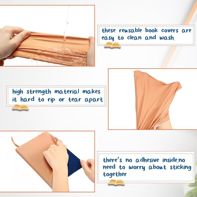 PerKoop 12 Pcs Jumbo Book Covers Stretchable Fabric School Book Protector Reusable Washable Cover Protector for Most Hardcover Textbooks(Morandi Color,9 x 11 Inch)