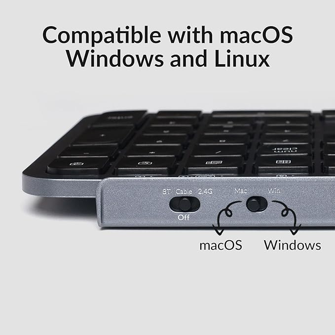 Keychron B6 Pro Ultra-Thin Wireless Keyboard, Full-Size ZMK with Numeric Keypad Quiet Typing, 2.4 GHz/Bluetooth 5.2/Wired Connection Long Battery Life, Compatible with Mac Windows Linux - Space Gray