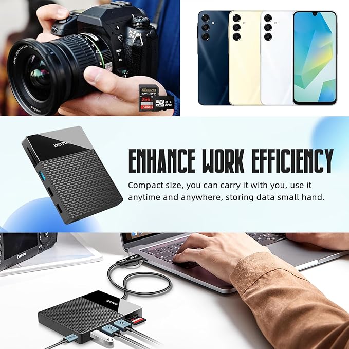 Portable Docking Station External Hard Drive 500GB Storage Hub, Multiport USB-C Huc + HDD 7-in-1, USB 3.0, SD/TF Card, HDD for Windows, Mac, Android, TV, Phone, Laptop, Desktop, PC