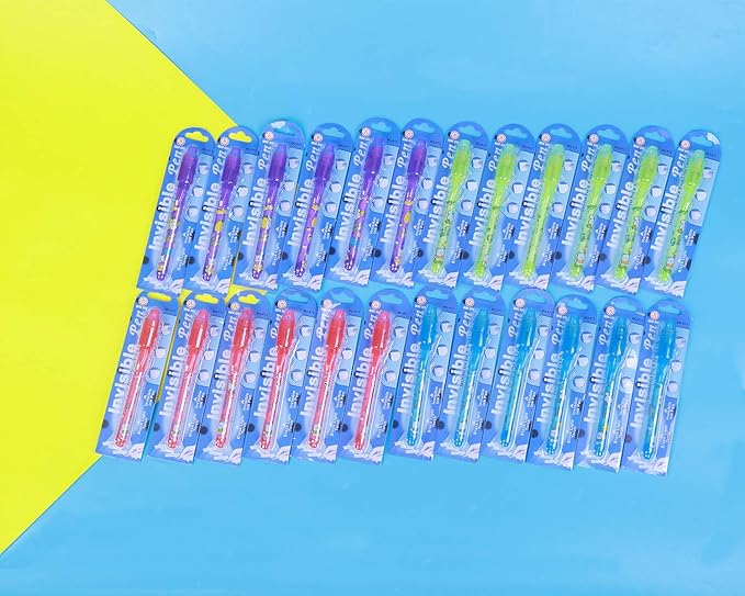 24 Pack Invisible Ink Pen with Purple Light Upgraded Spy Pen Secret Message Magic Markers Children's Day Gift Student Gift from Teacher for Boys Grils Kids Birthday Party Favor