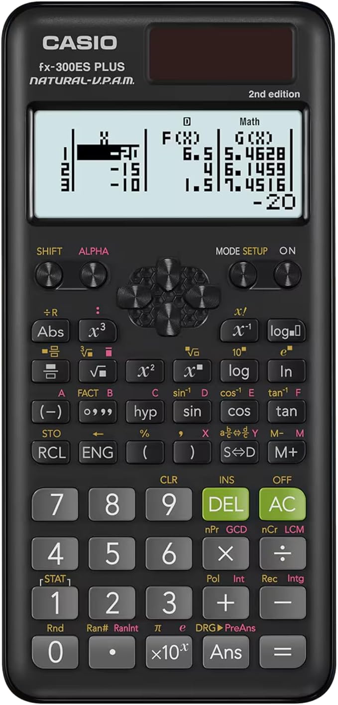 Casio fx-300ES Plus 2nd Edition – Standard Scientific Calculator | 262 Functions, Natural Textbook Display℠ | Ideal for Middle School, High School Math, Statistics & Algebra | Black