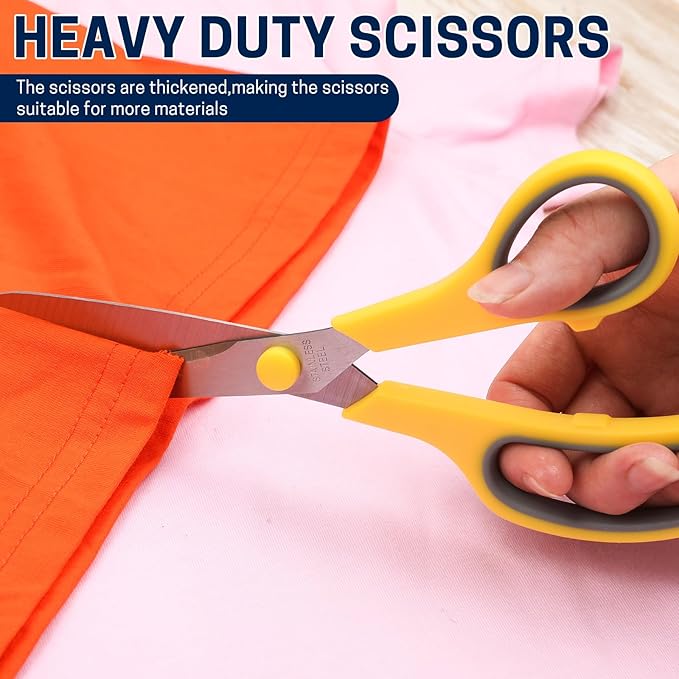 8" 10 Pack All Purpose Heavy Duty Scissors- Comfort-Grip Sharp Scissors for Office School Sewing Fabric Craft High/Middle School Student Teacher Scissor, Right/Left Hand