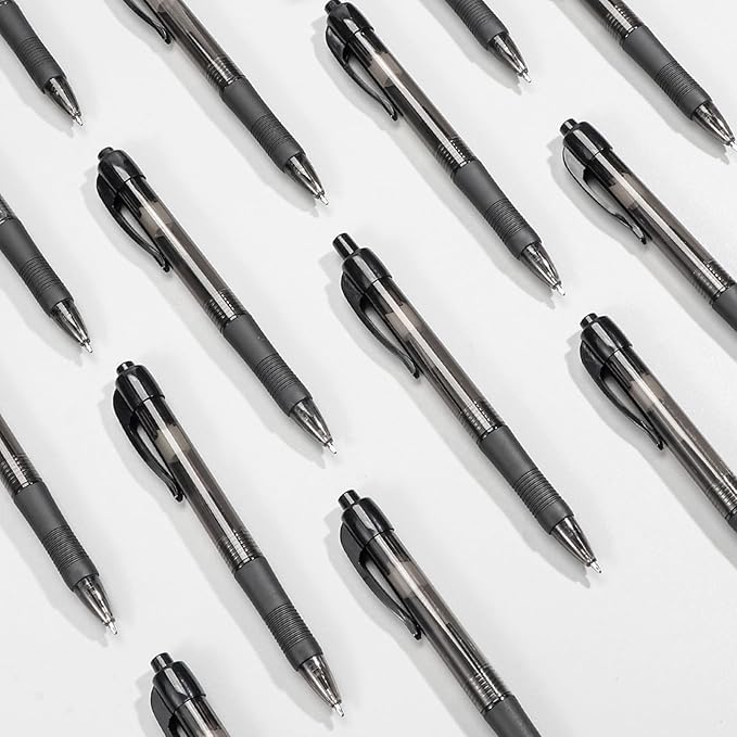deegtran Pens Bulk, 50 Pack No Bleed Black Ink Click Pens with Soft Grip, Wholesale Retractable Ballpoint Pens for Office School, Medium Point Smooth 1.0MM