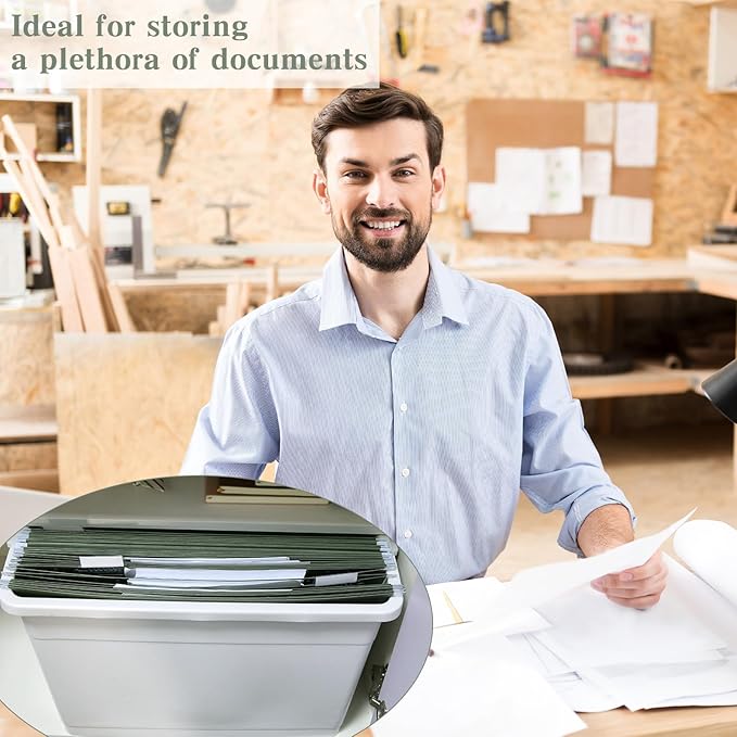 gisgfim 25 Pack Reinforced 11x17 Hanging File Folders 1/5 Cut Heavy Duty Hanging File Folders with Plastic Tabs & Label Cards Expanding Hangers File Organizer for Drawing Engineering Document (Green)