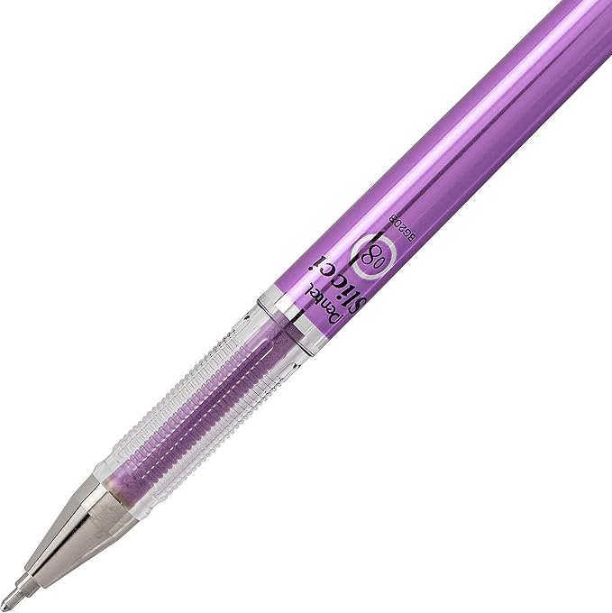 Pentel Arts Slicci Metallic 0.8 mm Needle Tip Gel Pen, Metallic Violet Ink, 1 Pack (BG208BPMV)
