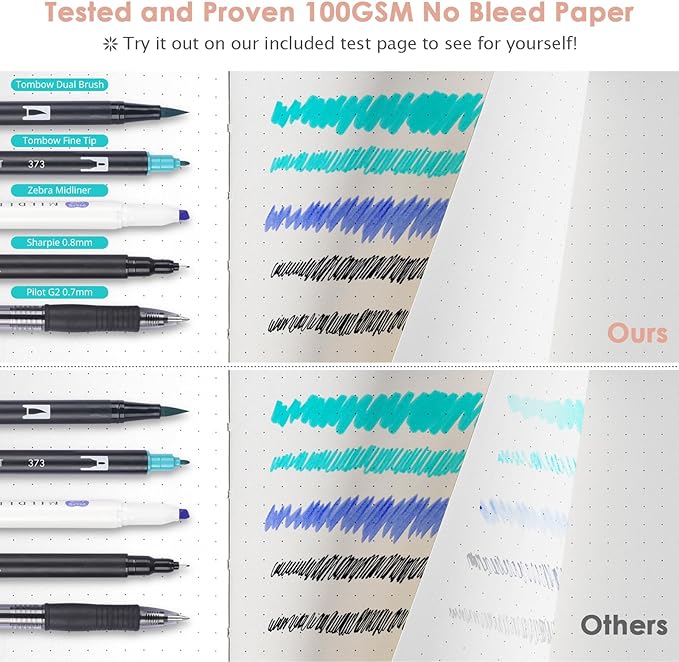 Dotted Journal Notebook, 312 Numbered Pages Large B5 Hardcover Leather Notebook, 100gsm No Bleed Paper Dot Grid Notebook with Index Pages, Dot Journal for Women Men, 7.6'' X 10'', Pink