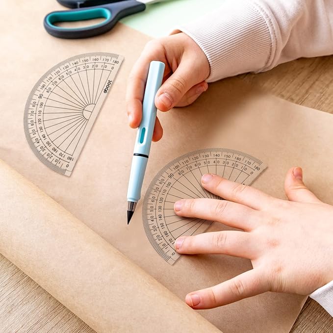 Zonon 200 Pcs 4 Inch Clear Plastic Protractor Bulk Math Protractors Set 180 Degrees Geometry Drafting Tools for Classroom Industry Office Back to School Supplies