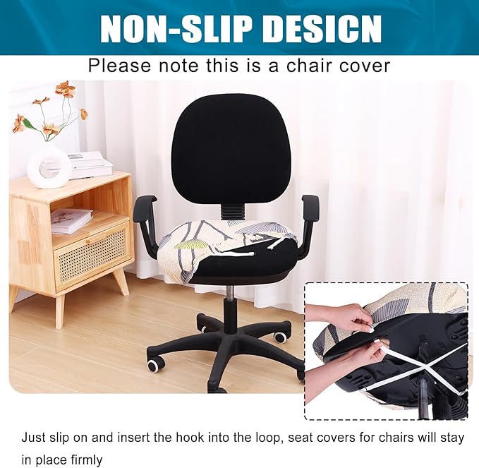 Smiry Printed Office Computer Chair Seat Covers, Stretch Fit Universal Desk Rotating Chair Cover Washable Removable Seat Cushion Protectors - Yellow and Grey