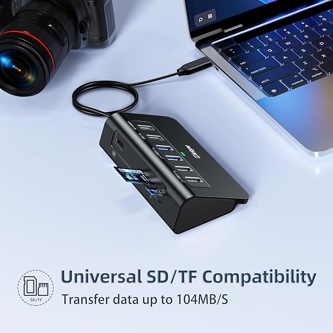 USB C Hub, INTPW 9-in-1 USB C to HDMI Adapter with 4K HDMI, PD 100W, USB-C and 2 USB A 3.0 5Gbps, 2 USB A 2.0, SD/TF Slots for MacBook Pro/Air, iPad Pro, iPhone 15/16 Series and Other Type C Devices