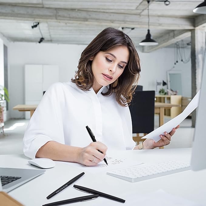 Lelix Felt Tip Pens, 15 Black Pack, 0.7mm Medium Point, Felt Tip Markers Pens for Journaling, Writing, Note Taking, Planner, Perfect for School Office and Art Supplies