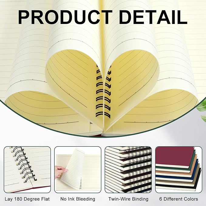 Spiral Notebook Bulk A5 College Ruled Journals Notebooks Lined 8.3 x 5.5 Inch Note Books Writing Thick Paper Notebook for Christmas Office Business School Gifts Supplies(Classic Colors, 72 Pcs)