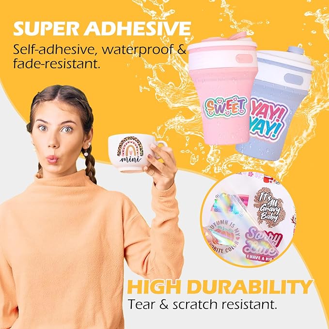 TECKWRAP Laminating Sheets Sticker Paper Laminate Sheets for Photo Paper Inkjet Printable Vinyl Squeegee Tools A4 30PCS Clear Overlay Transfer Paper, Matte Lamination Sheets, Holographic Stickers