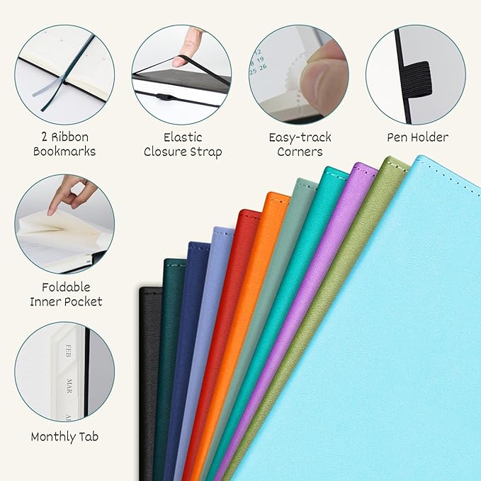 BEZEND Planner 2025-2026 Weekly and Monthly, 5.8" x 8.5" Academic Calendar (Jul 25-Dec 26) Vertical Daily Appointment with Hourly Timeslot & Monthly Tab, PU Leather Hardcover - Orange