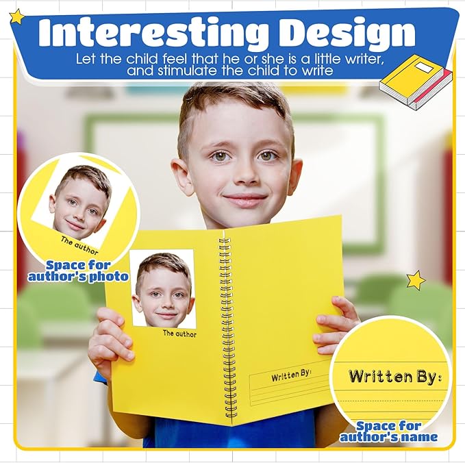 Henoyso 10 Pcs 100/50 Sheets Primary Composition Notebook K-2 Bulk Spiral Primary Journal Drawing Handwriting Practice for Kids Kindergarten 1st 2nd Back to School Supplies (Bright Color,100 Sheets)