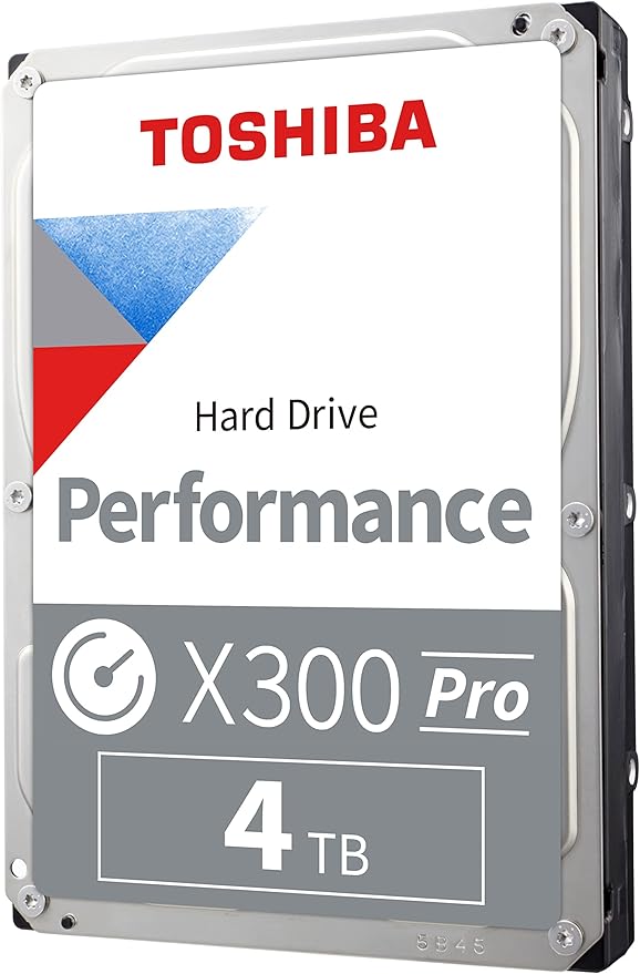 Toshiba X300 PRO 4TB High Workload Performance for Creative Professionals 3.5-Inch Internal Hard Drive – Up to 300 TB/Year Workload Rate CMR SATA 6 GB/s 7200 RPM 512 MB Cache - HDWR740XZSTB