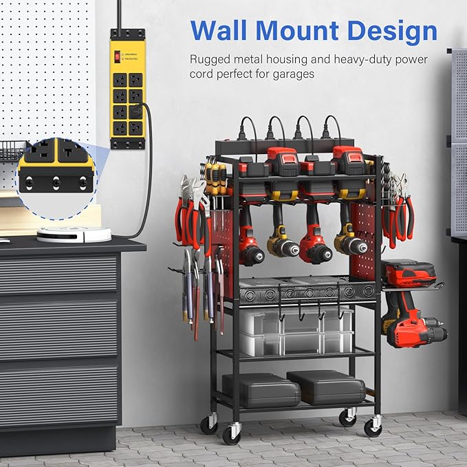 CCCEI Yellow Heavy Duty Power Strip Surge Protector 20 AMP, 8 Outlets 12 Gauge Industrial Shop Garage Metal Multiple Outlets, 15FT Extension Cord 5-15P Adapter High Amp 6-20R T-Slot 20a for Appliance