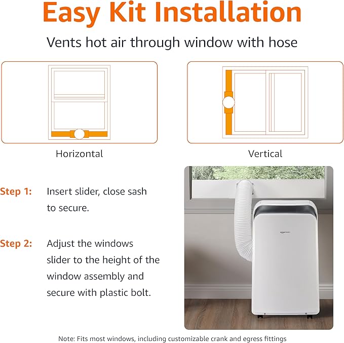 Amazon Basics 3-In-1 Portable Air Conditioner, 12000 BTU (ASHRAE), Cools Up to 550 Sqf, Portable AC with Cool/Dry (Dehumidifier)/Fan-Only Functions, Auto Mode, Sleep Mode, Timer, White