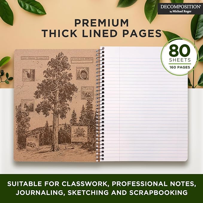 Decomposition Screech Owls College Ruled Spiral Notebook - 9.75 x 7.5 Journal with 160 Lined Pages - 100% Recycled Paper - Cute Notebooks for School Supplies, Home & Office - Made in USA