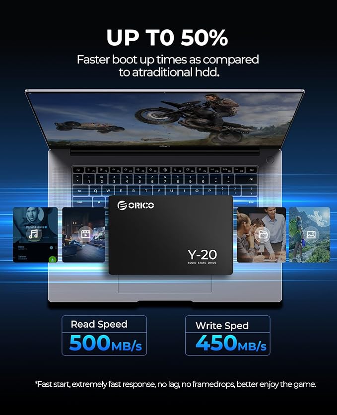ORICO 2TB SATA SSD 2.5 Inch Internal Solid State Drive, Read Speed up to 500MB/s, SATA III 6Gbps for Desktop Laptop NAS DIY External Drive - Y20