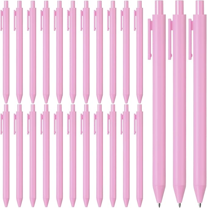 Fulmoon 25 Pcs Ballpoint Pens Bulk Retractable Comfortable Writing Pens Cute Back to School Supplies in Medium Point 1.0 mm for Teacher Student Bridal Shower Baby Shower (Light Pink)