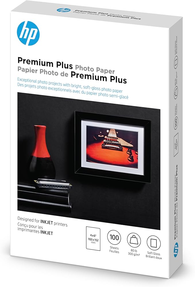 HP Premium Plus Photo Paper, Satin, 4x6 in, 100 sheets (CR666A)