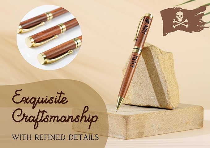 InnoBeta Pirate Gifts, Wooden Pen Set of 3, Gift Ideas for Pirate Lovers