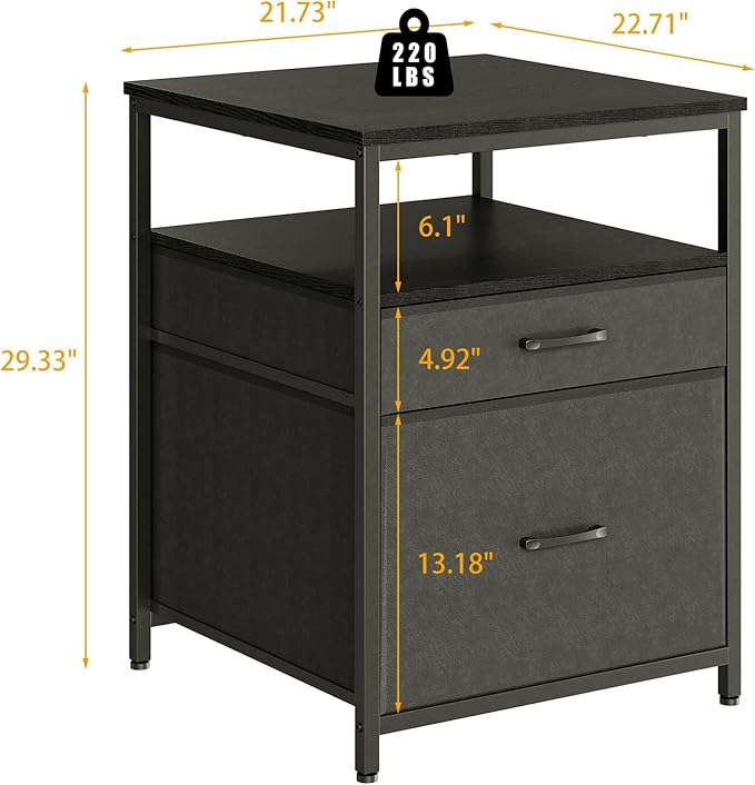 Mini Fridge Stand with 3 Storage, Mini Fridge Cabinet, Beverage Fridge Table, Heavy Duty 21.3" L* 22.7" W Tabletop, for Dorm, Apartment,Office, Bedroom Black HB01BXB