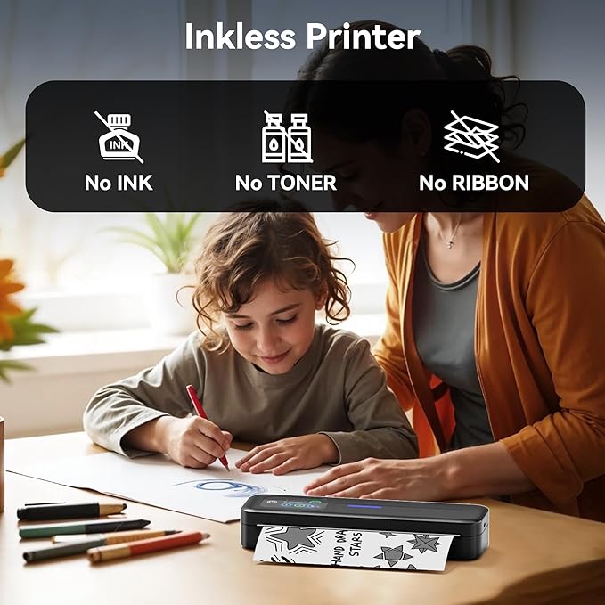 Phomemo Upgraded Portable Printer with Touchscreen, M832D Bluetooth Wireless Thermal Inkless Printer, Supports 8.5"x11" US Letter & A4, Compatible with iOS, Android, PC for Travel, Black