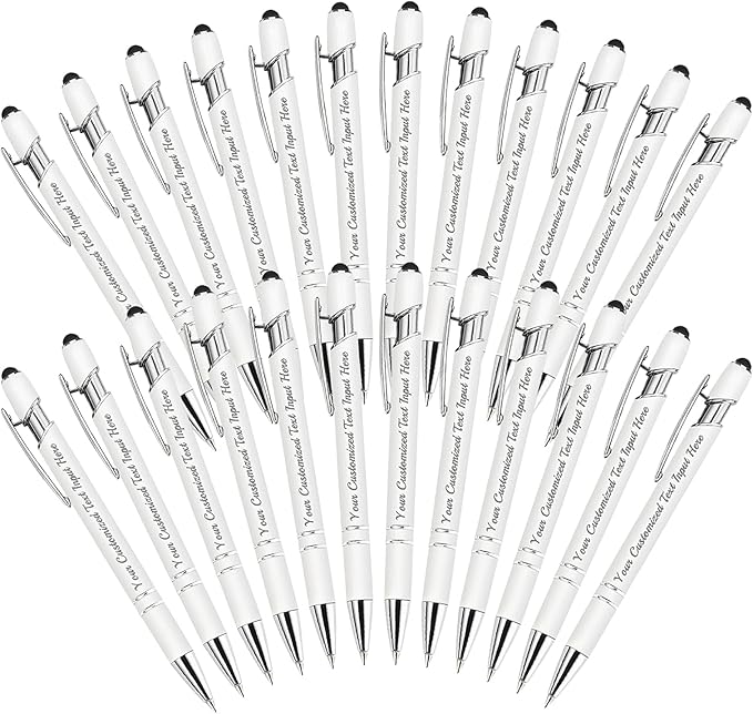Personalized Ballpoint Pen 24pcs, Custom Pens Free Engraved Bulk with Name Logo, Soft Black Ink Stylus with Touch Metal Office, Gift for Anniversaries, Graduations, Birthdays