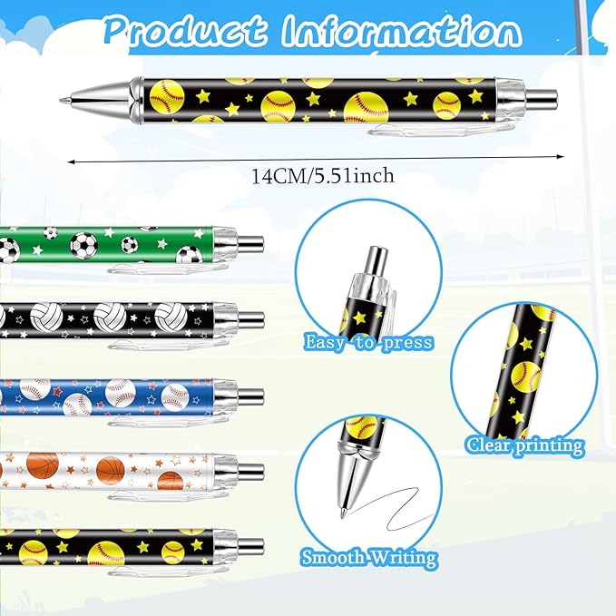 30 PCS Sports Party Favors Ball Theme Ballpoint Pens Ball Gifts for Team with 1mm Black Ink Replaceable Ballpoint Pen Refill for Prize Team School Office Supplies(sports,30)