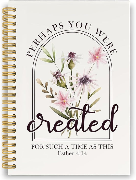 Floral Christian Spiral Notebook, Boho Bible Journaling Notebooks for Women Girls, Religious Hardcover Journals for Office 160 Pages 5.5 x 8.3 Inch, Scripture Gifts for Women Faith