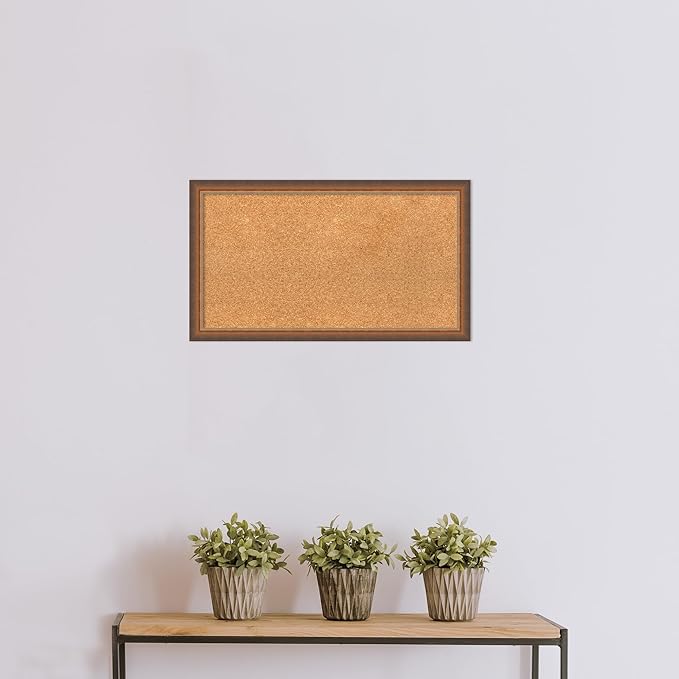 Amanti Art Natural Cork Board for Wall, 16x28 Vision Board with Bronze Frame, Medium Corkboard Office Decor for Home Organization, Modern Corkboard Pinboard to Display Items for Home Organization in